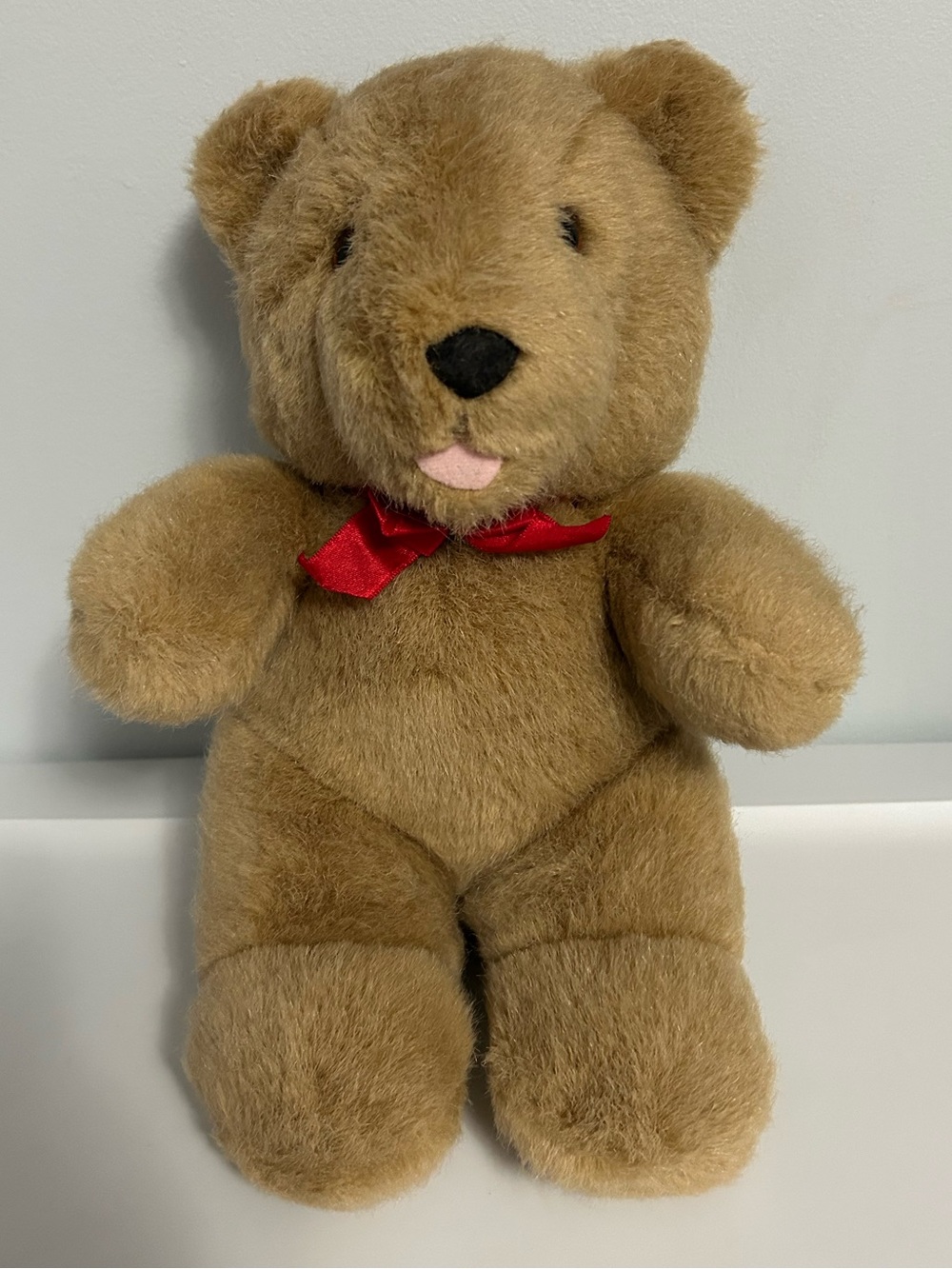 Vintage Dakin Wind Up Musical Classic Brown Plush Teddy Bear with Red Bow
